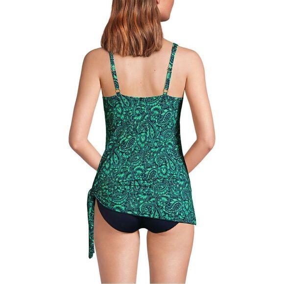 Land's End Plus Size one piece swimsuit slender fabric faux kini navy floral 22W - Picture 7 of 7
